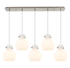 INNOVATIONS 125-410-1PS-SN-G410-8WH Newton Sphere 6 Light 40 inch Linear Pendant Brushed Satin Nickel
