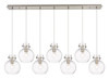 INNOVATIONS 127-410-1PS-SN-G410-8CL Newton Sphere 7 Light 52 inch Linear Pendant Brushed Satin Nickel