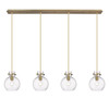 INNOVATIONS 124-410-1PS-BB-G410-8CL Newton Sphere 9 Light 52 inch Linear Pendant Brushed Brass