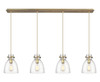 INNOVATIONS 124-410-1PS-BB-G412-8SDY Newton Bell 7 Light 52 inch Linear Pendant Brushed Brass