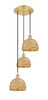 INNOVATIONS 113B-3P-SG-RBD-8-NAT Woven Rattan 3 18.5 inch Multi Pendant Satin Gold