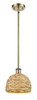 INNOVATIONS 516-1S-AB-RBD-8-NAT Woven Rattan 1 8 inch Multi Pendant Antique Brass