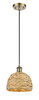 INNOVATIONS 516-1P-AB-RBD-8-NAT Woven Rattan 1 8 inch Multi Pendant Antique Brass