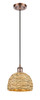 INNOVATIONS 516-1P-AC-RBD-8-NAT Woven Rattan 1 8 inch Multi Pendant Antique Copper