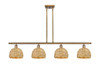 INNOVATIONS 516-4I-BB-RBD-8-NAT Woven Rattan 4 48 inch Multi Pendant Brushed Brass