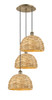 INNOVATIONS 113B-3P-AB-RBD-12-NAT Woven Rattan 3 18.5 inch Multi Pendant Antique Brass