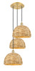 INNOVATIONS 113B-3P-SG-RBD-12-NAT Woven Rattan 3 18.5 inch Multi Pendant Satin Gold