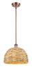 INNOVATIONS 516-1S-AC-RBD-12-NAT Woven Rattan 1 12 inch Multi Pendant Antique Copper