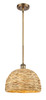 INNOVATIONS 516-1S-BB-RBD-12-NAT Woven Rattan 1 12 inch Multi Pendant Brushed Brass