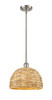 INNOVATIONS 516-1S-SN-RBD-12-NAT Woven Rattan 1 12 inch Multi Pendant Satin Nickel