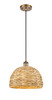 INNOVATIONS 516-1P-BB-RBD-12-NAT Woven Rattan 1 12 inch Multi Pendant Brushed Brass