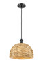 INNOVATIONS 516-1P-BK-RBD-12-NAT Woven Rattan 1 12 inch Multi Pendant Matte Black