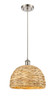 INNOVATIONS 516-1P-SN-RBD-12-NAT Woven Rattan 1 12 inch Multi Pendant Satin Nickel