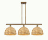 INNOVATIONS 516-3I-BB-RBD-12-NAT Woven Rattan 3 38 inch Multi Pendant Brushed Brass