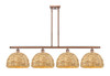 INNOVATIONS 516-4I-AC-RBD-12-NAT Woven Rattan 4 50 inch Multi Pendant Antique Copper
