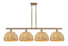 INNOVATIONS 516-4I-BB-RBD-12-NAT Woven Rattan 4 50 inch Multi Pendant Brushed Brass
