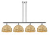 INNOVATIONS 516-4I-PC-RBD-12-NAT Woven Rattan 4 50 inch Multi Pendant Polished Chrome