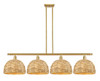 INNOVATIONS 516-4I-SG-RBD-12-NAT Woven Rattan 4 50 inch Multi Pendant Satin Gold