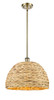INNOVATIONS 516-1S-AB-RBD-16-NAT Woven Rattan 1 15.75 inch Multi Pendant Antique Brass
