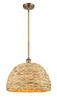INNOVATIONS 516-1S-BB-RBD-16-NAT Woven Rattan 1 15.75 inch Multi Pendant Brushed Brass