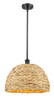 INNOVATIONS 516-1S-BK-RBD-16-NAT Woven Rattan 1 15.75 inch Multi Pendant Matte Black