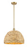 INNOVATIONS 516-1S-SG-RBD-16-NAT Woven Rattan 1 15.75 inch Multi Pendant Satin Gold