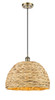 INNOVATIONS 516-1P-AB-RBD-16-NAT Woven Rattan 1 15.75 inch Multi Pendant Antique Brass
