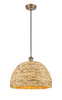INNOVATIONS 516-1P-BB-RBD-16-NAT Woven Rattan 1 15.75 inch Multi Pendant Brushed Brass