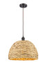 INNOVATIONS 516-1P-OB-RBD-16-NAT Woven Rattan 1 15.75 inch Multi Pendant Oil Rubbed Bronze