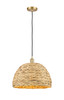 INNOVATIONS 516-1P-SG-RBD-16-NAT Woven Rattan 1 15.75 inch Multi Pendant Satin Gold