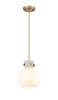 INNOVATIONS 410-1PS-BB-G410-8WH Newton Sphere 1 8 inch Mini Pendant Brushed Brass