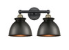 INNOVATIONS 616-2W-BAB-M14-BK Adirondack 2 Light Bath Vanity Light part of the Edison Collection Black Antique Brass