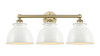 INNOVATIONS 616-3W-BB-M14-W Adirondack 3 Light Bath Vanity Light part of the Edison Collection Brushed Brass