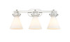 INNOVATIONS 411-3W-PN-G411-7WH Newton Cone 3 27 inch Bath Vanity Light Polished Nickel