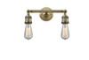 INNOVATIONS 208-AB Bare Bulb 2 Light Bath Vanity Light part of the Franklin Restoration Collection Antique Brass