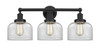 INNOVATIONS 616-3W-BK-G72 Bell 3 Light 24.5 inch Bath Vanity Light Matte Black