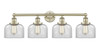 INNOVATIONS 616-4W-AB-G72 Bell 4 33.5 inch Bath Vanity Light Antique Brass