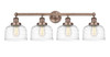 INNOVATIONS 616-4W-AC-G713 Bell 4 33.5 inch Bath Vanity Light Antique Copper