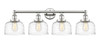 INNOVATIONS 616-4W-PN-G713 Bell 4 33.5 inch Bath Vanity Light Polished Nickel