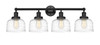 INNOVATIONS 616-4W-BK-G713 Bell 4 Light 33.5 inch Bath Vanity Light Matte Black