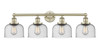 INNOVATIONS 616-4W-AB-G74 Bell 4 33.5 inch Bath Vanity Light Antique Brass