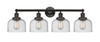 INNOVATIONS 616-4W-OB-G74 Bell 4 Light 33.5 inch Bath Vanity Light Oil Rubbed Bronze