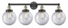 INNOVATIONS 616-4W-BAB-G202-8 Beacon 4 33.5 inch Bath Vanity Light Black Antique Brass