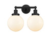 INNOVATIONS 616-2W-BK-G201-8 Beacon 2 Light 15.5 inch Bath Vanity Light Matte Black