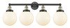 INNOVATIONS 616-4W-BAB-G201-8 Beacon 4 33.5 inch Bath Vanity Light Black Antique Brass