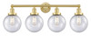 INNOVATIONS 616-4W-SG-G204-8 Beacon 4 33.5 inch Bath Vanity Light Satin Gold