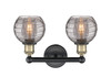 INNOVATIONS 616-2W-BAB-G1213-6SM Athens Deco Swirl 2 15 inch Bath Vanity Light Black Antique Brass