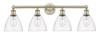 INNOVATIONS 616-4W-AB-GBD-752 Bristol Glass 4 34.5 inch Bath Vanity Light Antique Brass