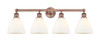 INNOVATIONS 616-4W-AC-GBD-751 Bristol Glass 4 34.5 inch Bath Vanity Light Antique Copper