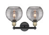 INNOVATIONS 616-2W-BAB-G1213-8SM Athens Deco Swirl 2 17 inch Bath Vanity Light Black Antique Brass